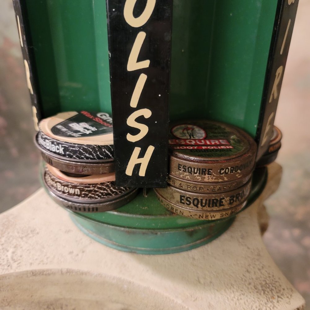 Esquire Boot Shoe Polish Antique Store Metal Rotating Display Rare 6 Shoe Polish - Picture 3 of 12
